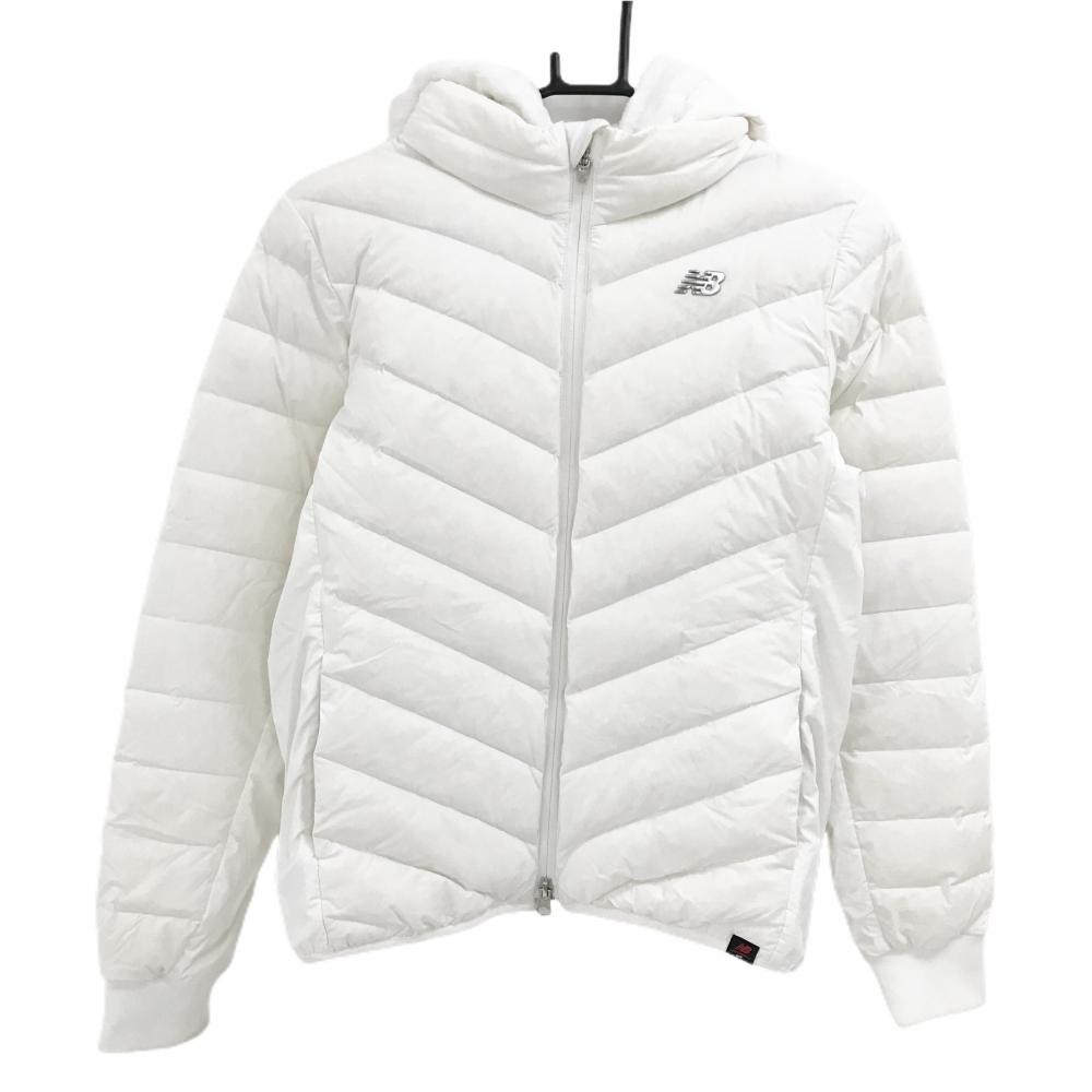 ニューバランスゴルフ フード付ダウンジャケット 白 立体ロゴ フード着脱可 レディース 1(M) ゴルフウェア New Balance