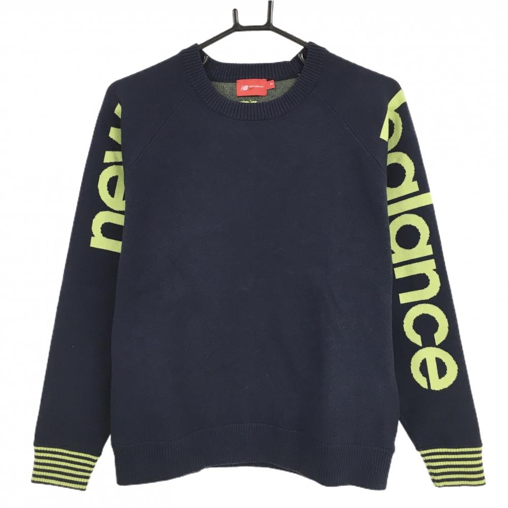 ニューバランスゴルフ セーター ネイビー×ライトグリーン ニット アクリル混  レディース 2(L) ゴルフウェア 2023年モデル New Balance