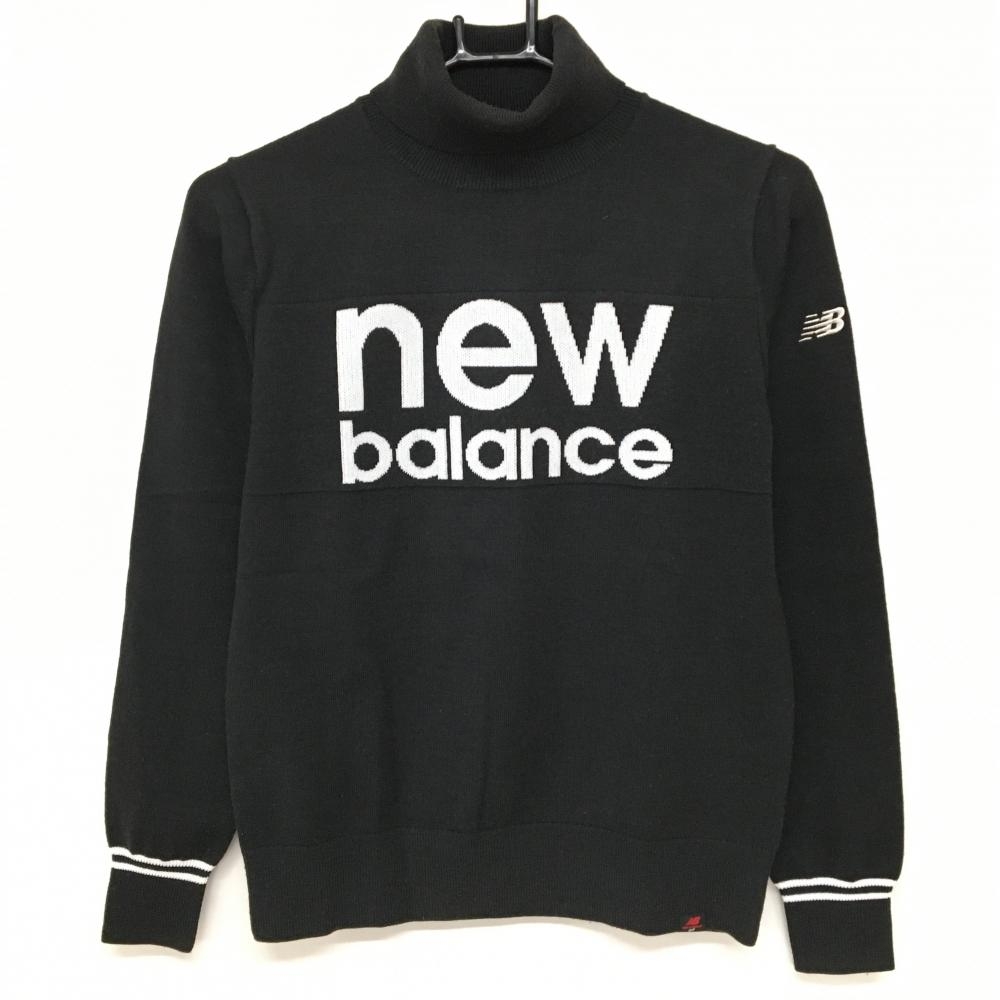 ニューバランスゴルフ タートルネックセーター 黒×白 フロントロゴ ニット レディース 1(M) ゴルフウェア New Balance