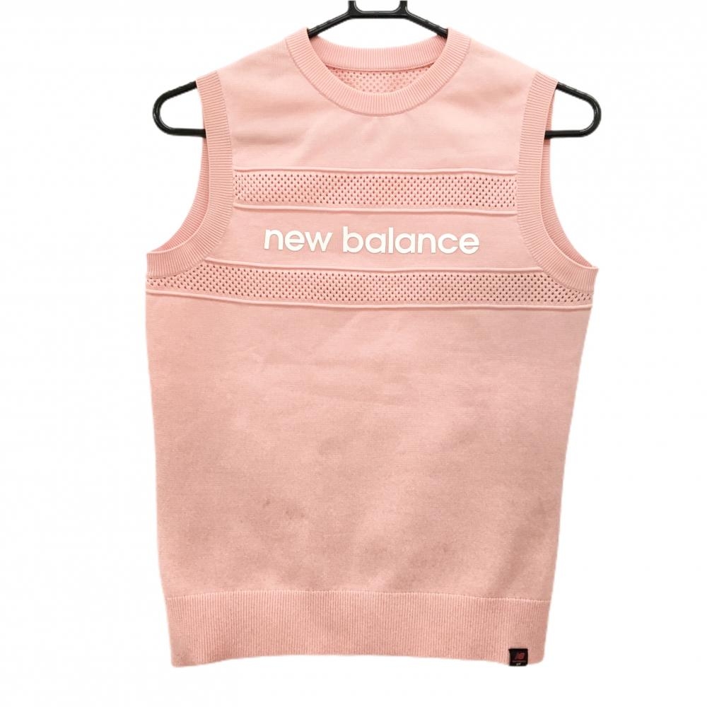 ニューバランスゴルフ ニットベスト サーモンピンク 後ろ透かし編み レディース 0(S) ゴルフウェア New Balance