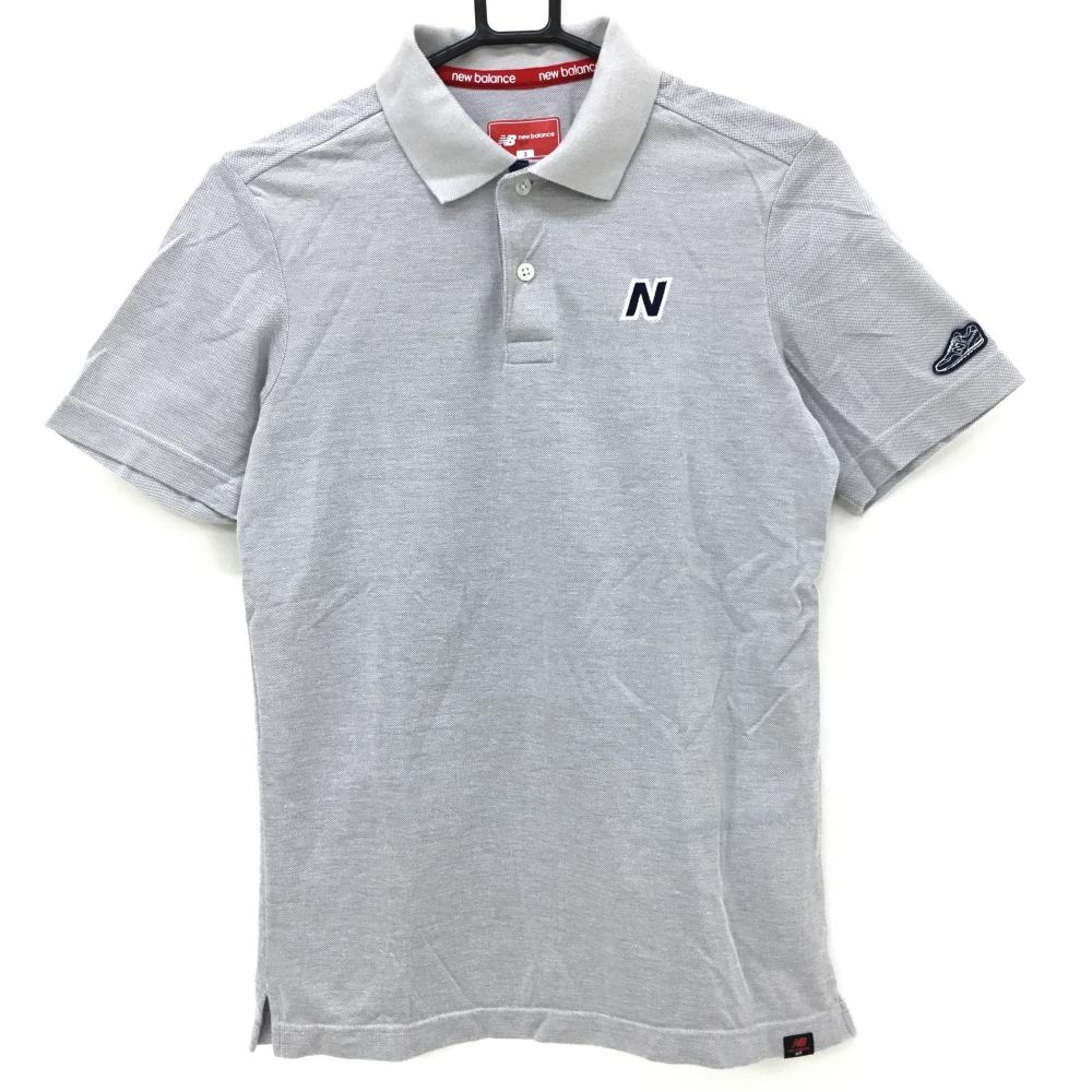 ニューバランスゴルフ 半袖ポロシャツ グレー スニーカーワッペン レディース 3(XL) ゴルフウェア New Balance