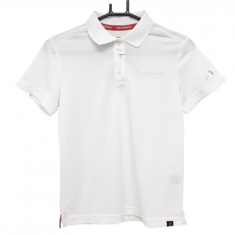 ニューバランスゴルフ 半袖ポロシャツ 白 ロゴシルバー 紙タグ付 レディース 1(M) ゴルフウェア New Balance