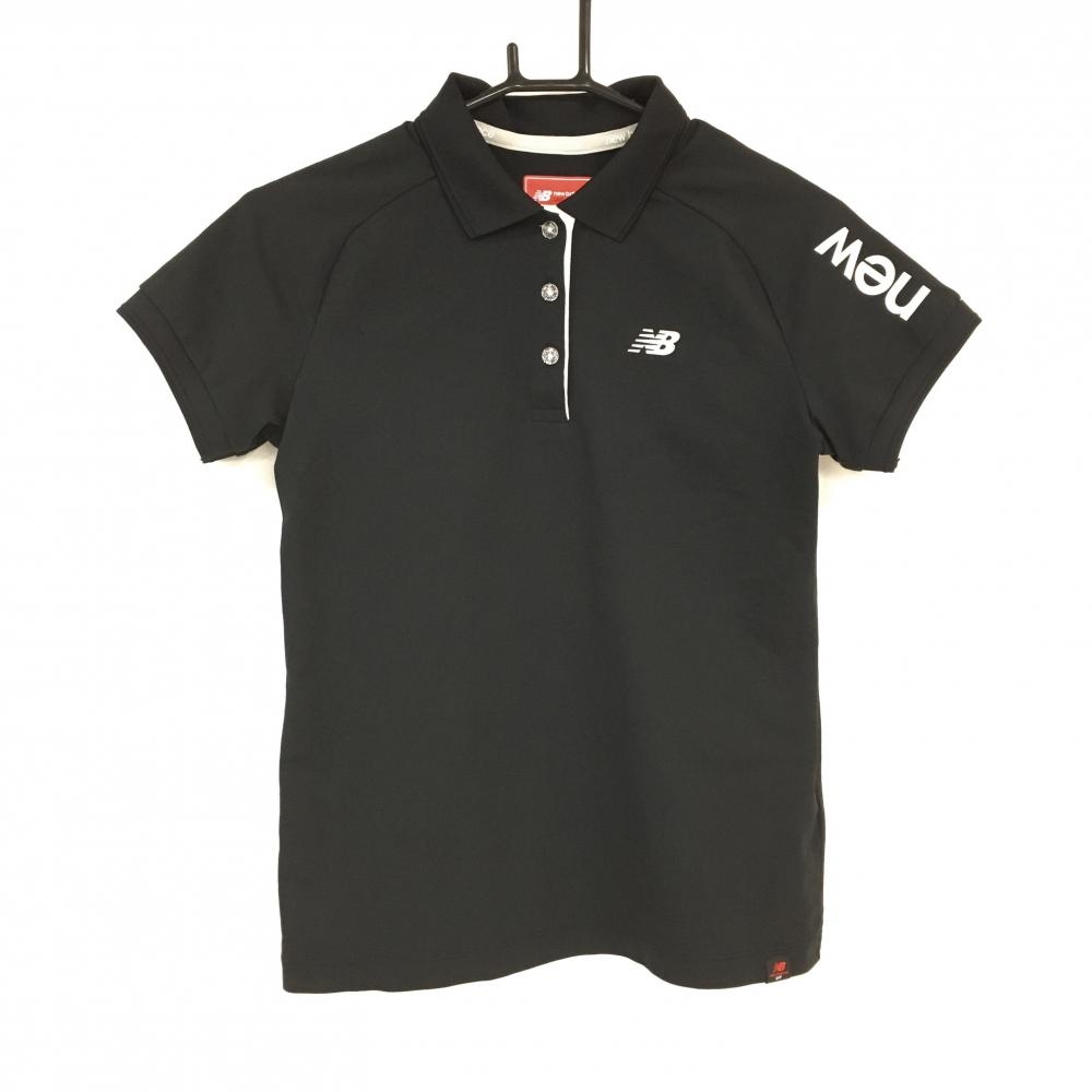 【超美品】ニューバランスゴルフ 半袖ポロシャツ 黒×白 ラメロゴ レディース 1(M) ゴルフウェア New Balance