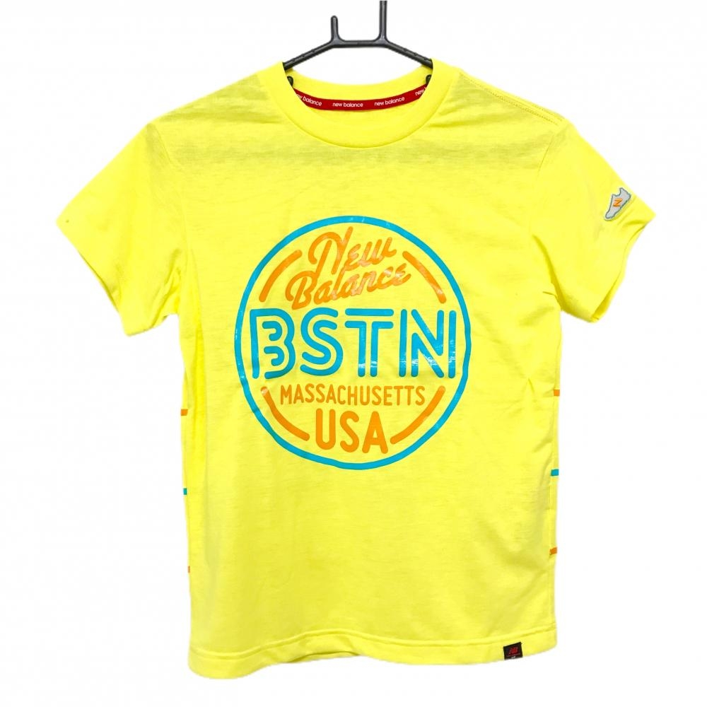 【美品】ニューバランスゴルフ Tシャツ イエロー×ライトブルー×オレンジ  レディース 2(L) ゴルフウェア New Balance