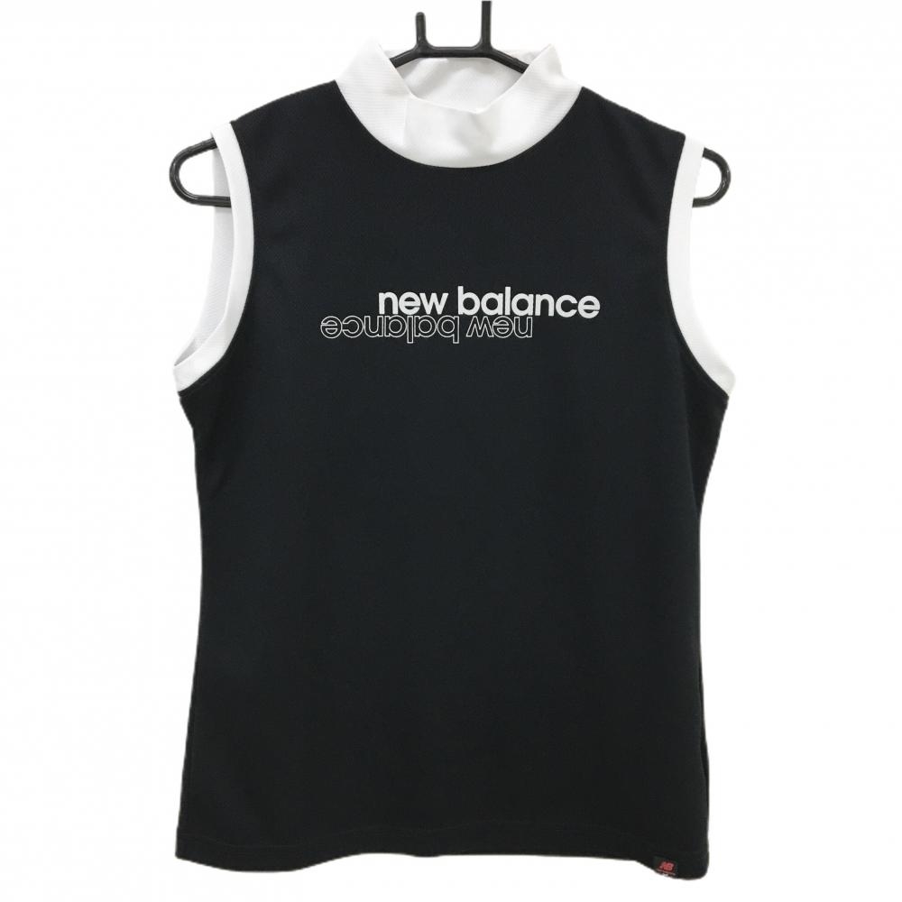 【超美品】ニューバランスゴルフ ノースリーブハイネックシャツ 黒×白  レディース 2(L) ゴルフウェア 2023年モデル New Balance