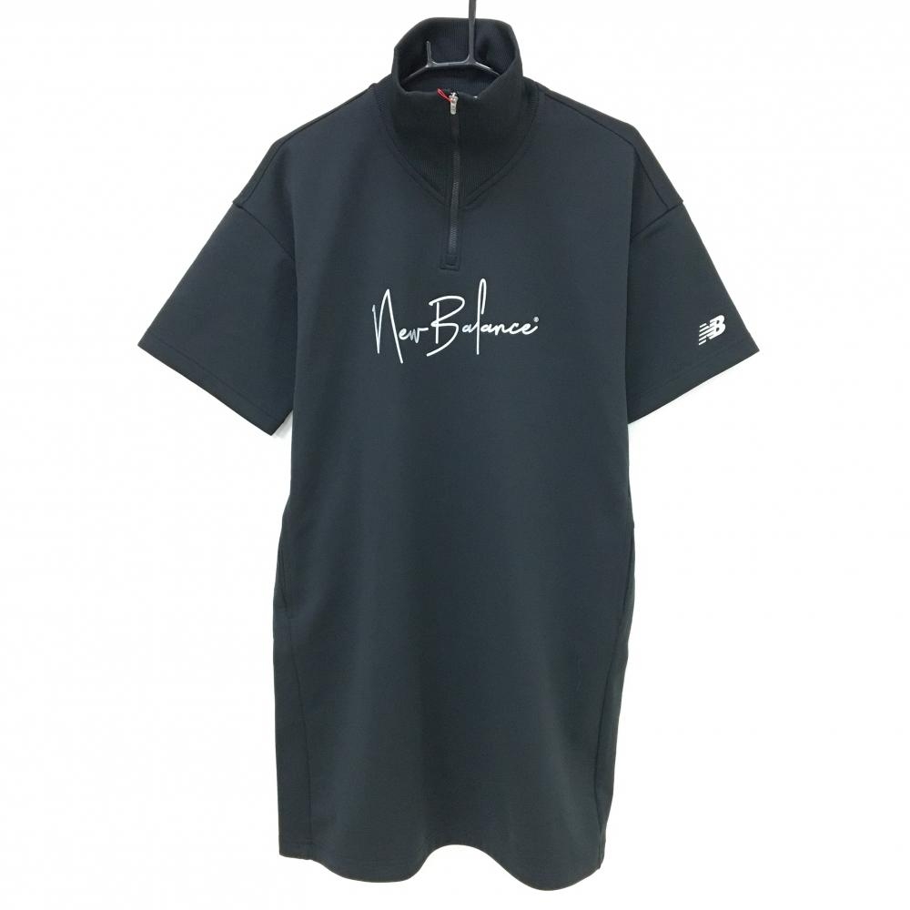 【新品】ニューバランスゴルフ 半袖ハイネックワンピース 黒 ロゴシルバー  レディース 2(L) ゴルフウェア 2025年モデル New Balance