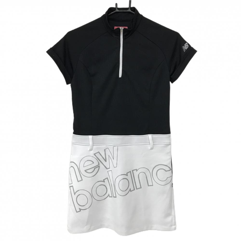 ニューバランスゴルフ 半袖ハイネックワンピース 黒×白 ハーフジップ レディース 1(M) ゴルフウェア New Balance