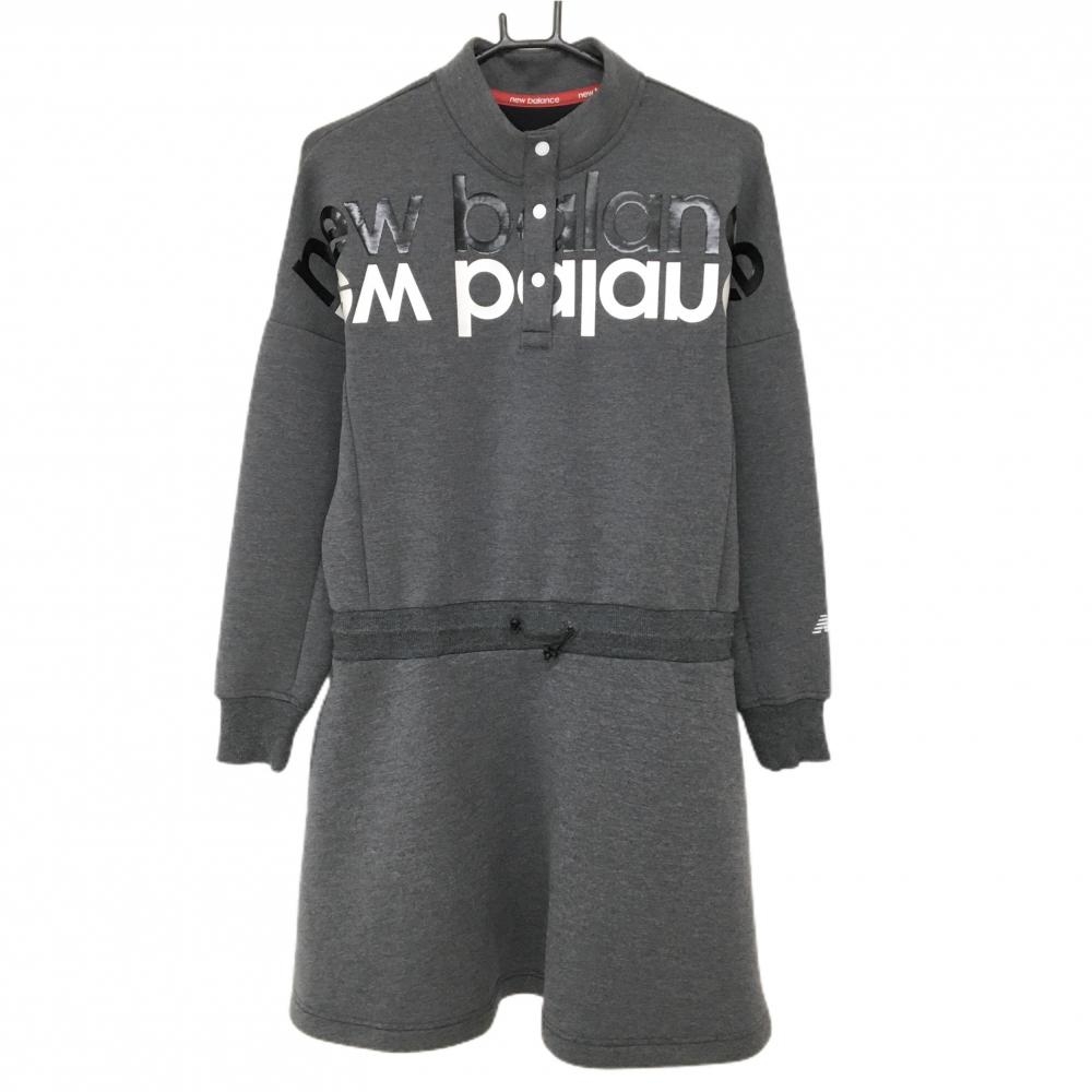 ニューバランスゴルフ ハイネックワンピース グレー×白 フロントプリント レディース 1(M) ゴルフウェア New Balance