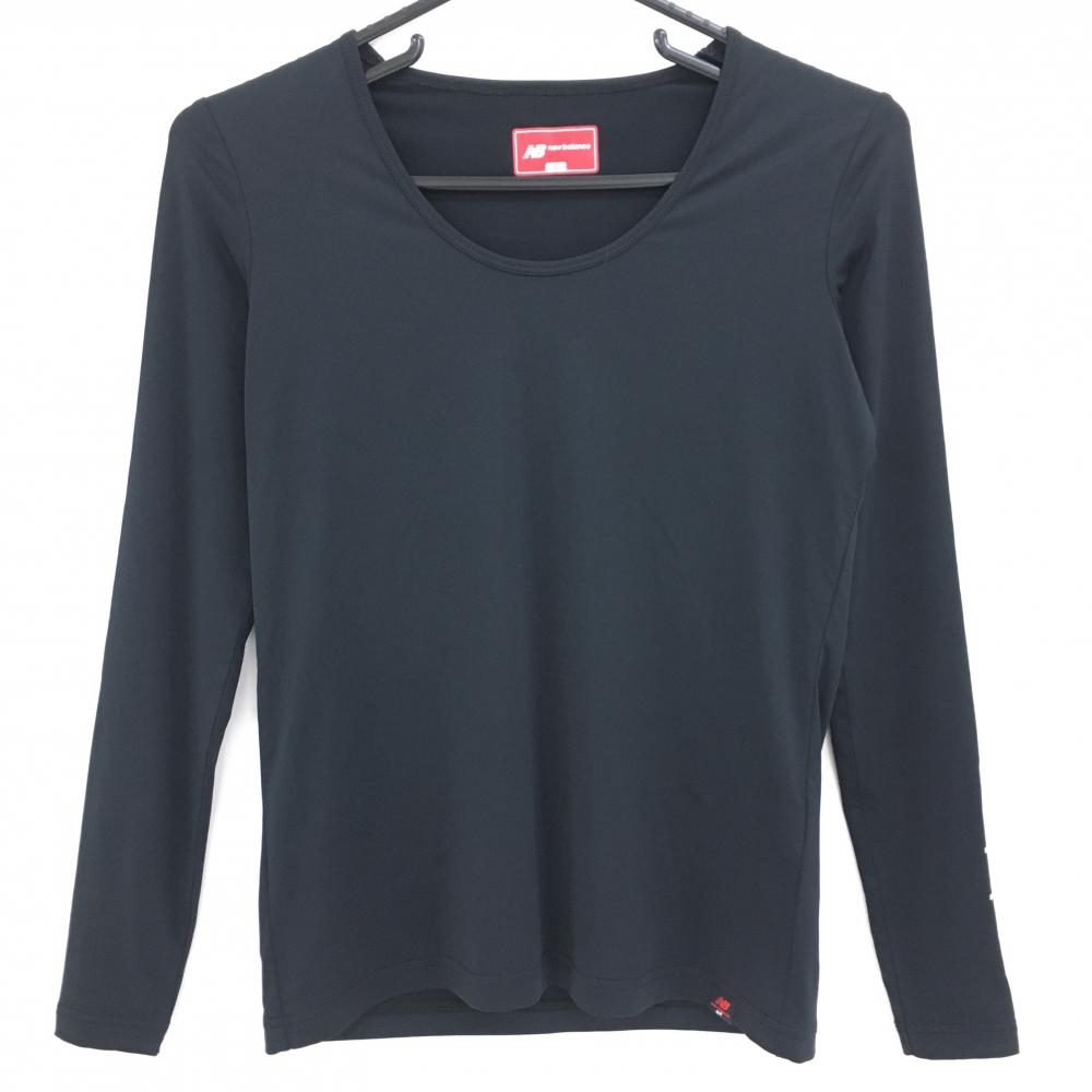 【超美品】ニューバランスゴルフ インナーシャツ 黒 Uネック シルバーロゴ レディース 0(S) ゴルフウェア New Balance