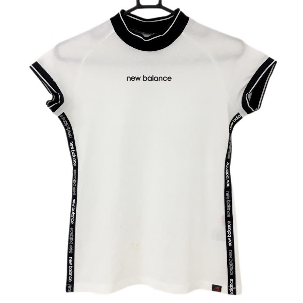 ニューバランス 半袖ハイネックシャツ 白×黒  レディース 0(S) ゴルフウェア New Balance