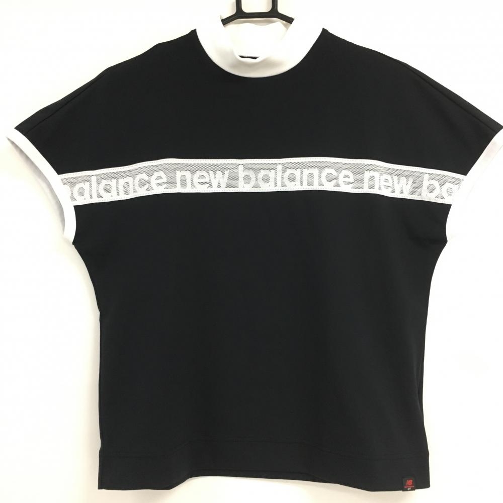 【超美品】ニューバランス フレンチスリーブハイネックシャツ 黒×白  レディース 1(M) ゴルフウェア 2022年モデル New Balance