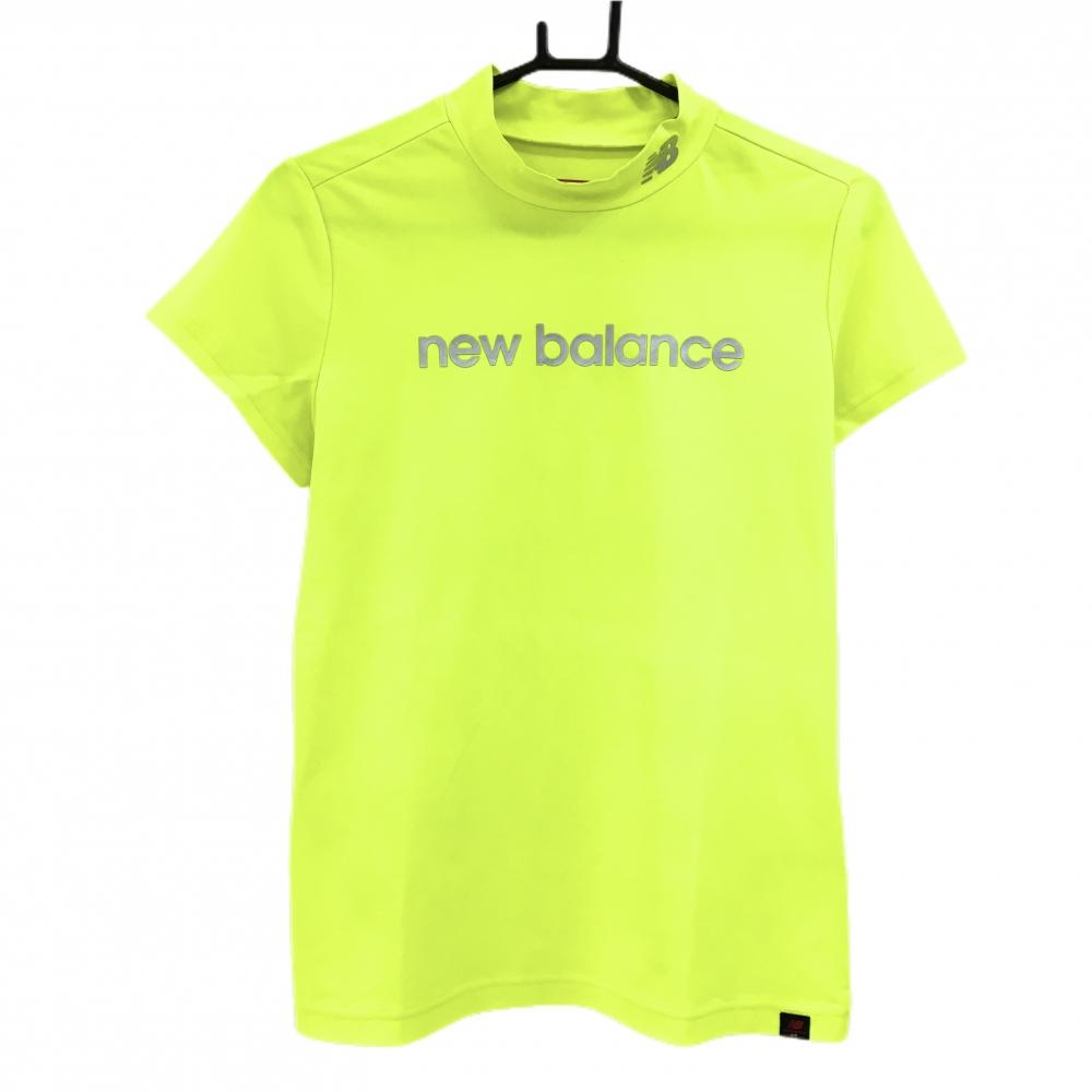 ニューバランスゴルフ 半袖ハイネックシャツ 蛍光イエロー 胸ロゴプリント レディース 2(L) ゴルフウェア 2023年モデル New Balance