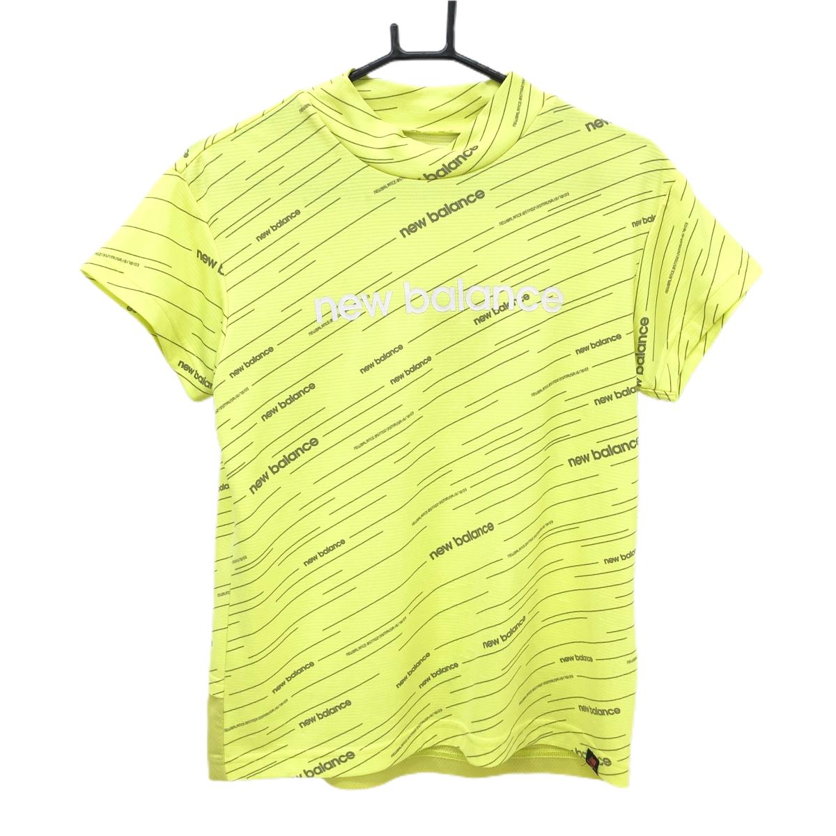 ニューバランス 半袖ハイネックシャツ イエロー×グレー 総柄  レディース 2(L) ゴルフウェア New Balance