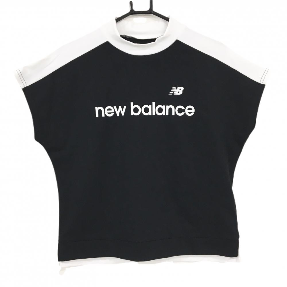 【超美品】ニューバランスゴルフ 半袖ハイネックシャツ 黒×白 フレンチスリーブ  レディース 1(M) ゴルフウェア 2025年モデル New Balance