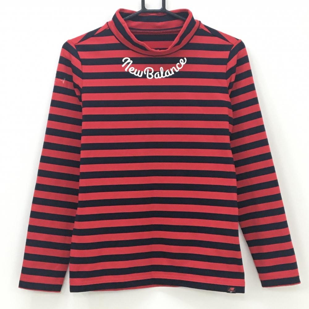 ニューバランスゴルフ 長袖ハイネックシャツ レッド×ネイビー ボーダー 裏起毛  レディース 2(L) ゴルフウェア New Balance