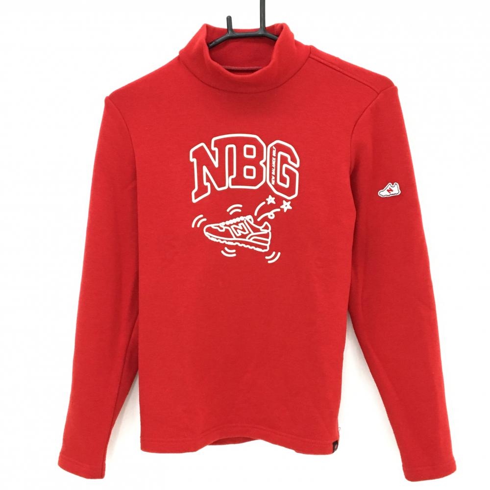 ニューバランスゴルフ 長袖ハイネックシャツ レッド 裏起毛 ロゴ白 レディース 2(M) ゴルフウェア New Balance