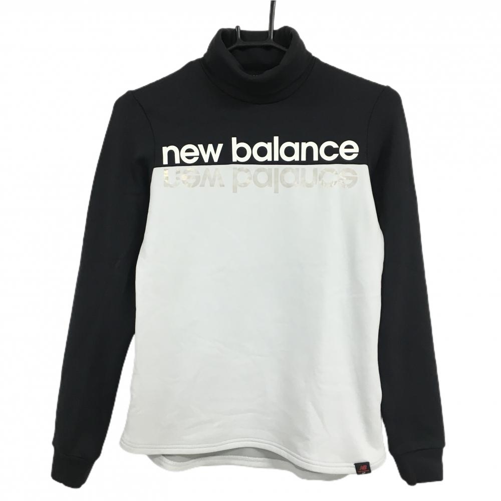 ニューバランスゴルフ 長袖ハイネックシャツ 白×黒 フロントロゴプリント 裏起毛 レディース 0(S) ゴルフウェア New Balance