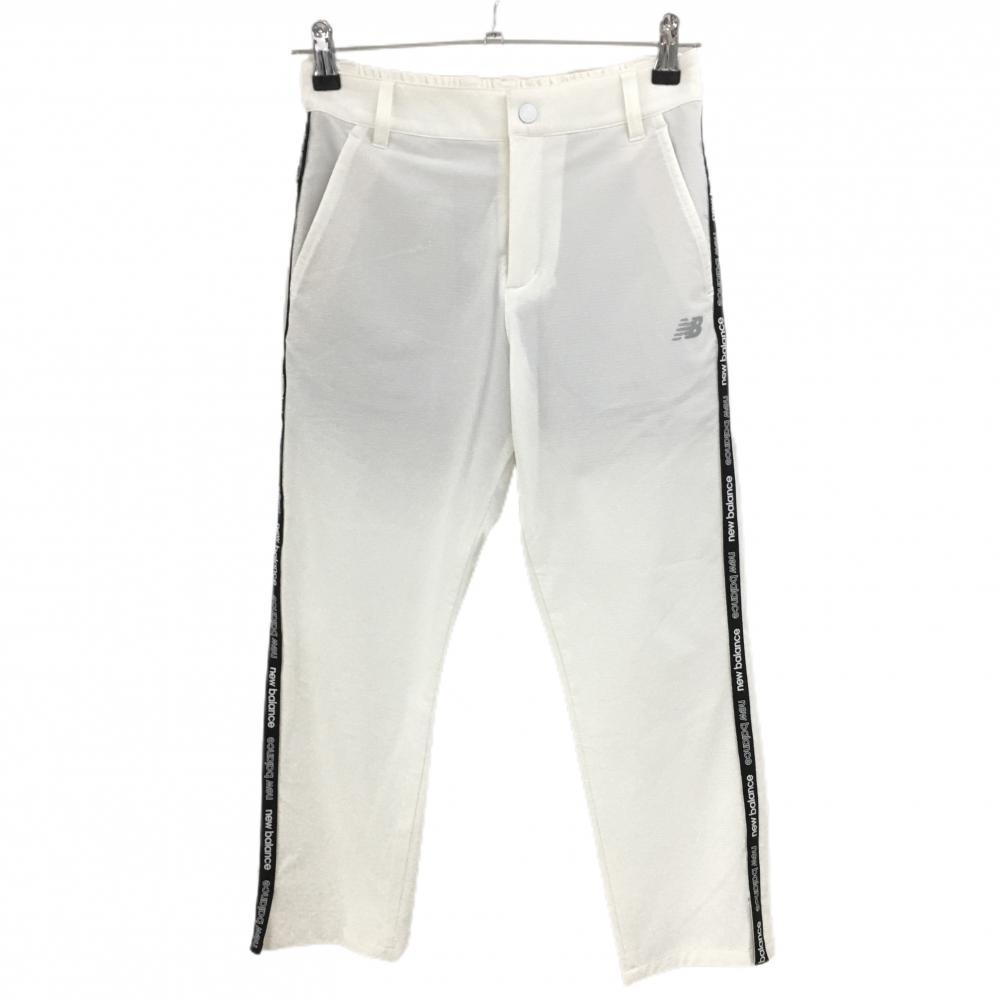 【超美品】ニューバランスゴルフ 七分丈パンツ 白×黒 サイドロゴライン  レディース 00(XS) ゴルフウェア New Balance