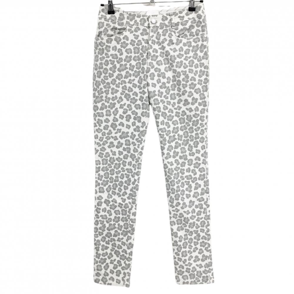 ニューバランスゴルフ パンツ 白×グレー ヒョウ柄 刺しゅう レディース 0(S) ゴルフウェア New Balance