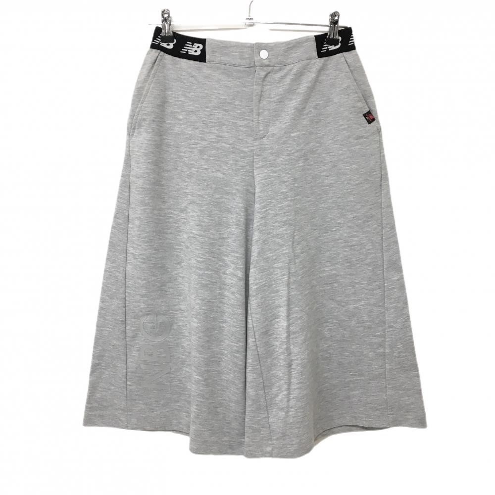 ニューバランスゴルフ ガウチョパンツ グレー×黒 ウエストロゴ 半端丈  レディース 2(Ｌ) ゴルフウェア New Balance