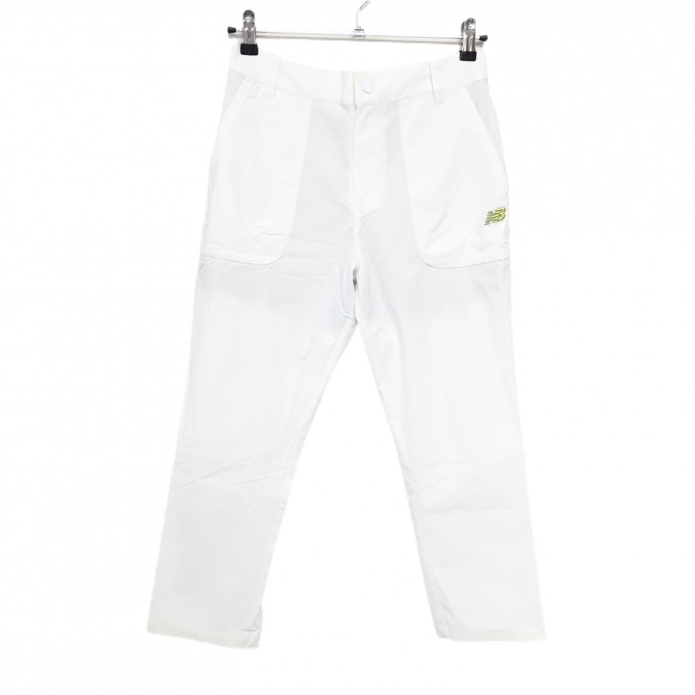 【超美品】ニューバランスゴルフ ナイロンパンツ 白 立体ロゴ 一部裏地有り レディース 1(S) ゴルフウェア New Balance
