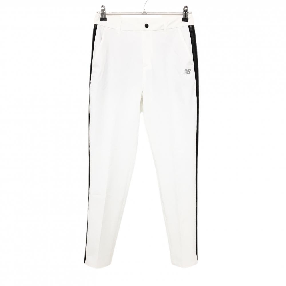 【美品】ニューバランスゴルフ パンツ 白×黒 サイドライン ストレッチ レディース 1(M) ゴルフウェア New Balance