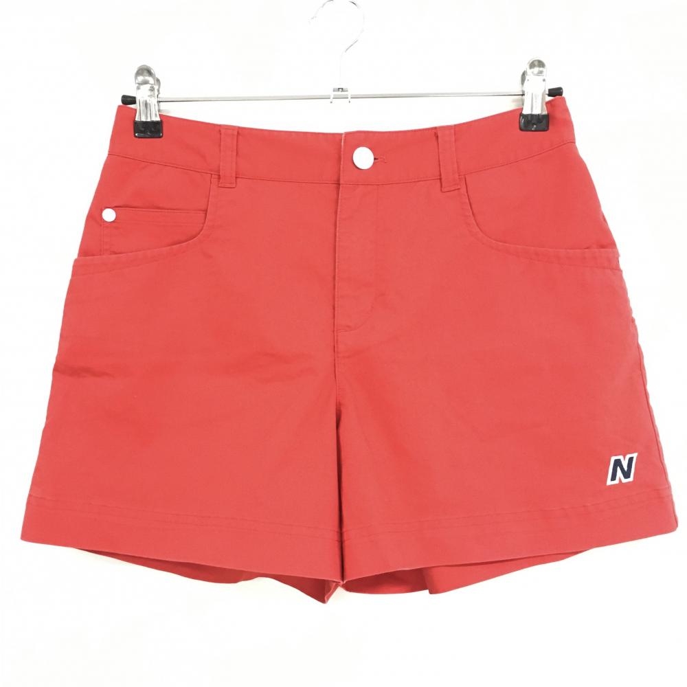ニューバランス ハーフパンツ レッド シンプル ロゴ刺しゅう ストレッチ  レディース 0(S) ゴルフウェア New Balance