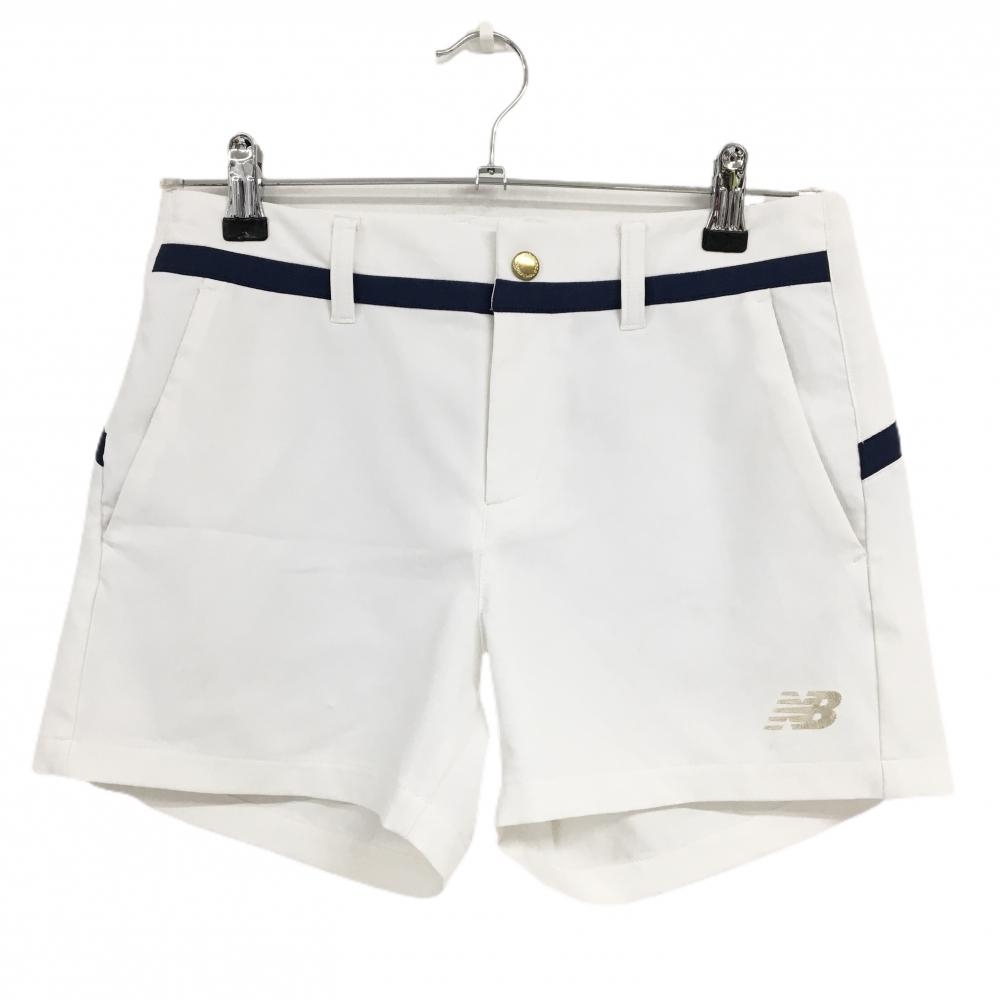 ニューバランスゴルフ ショートパンツ 白×ネイビー 裾ロゴ ストレッチ  レディース 0(S) ゴルフウェア 2024年モデル New Balance