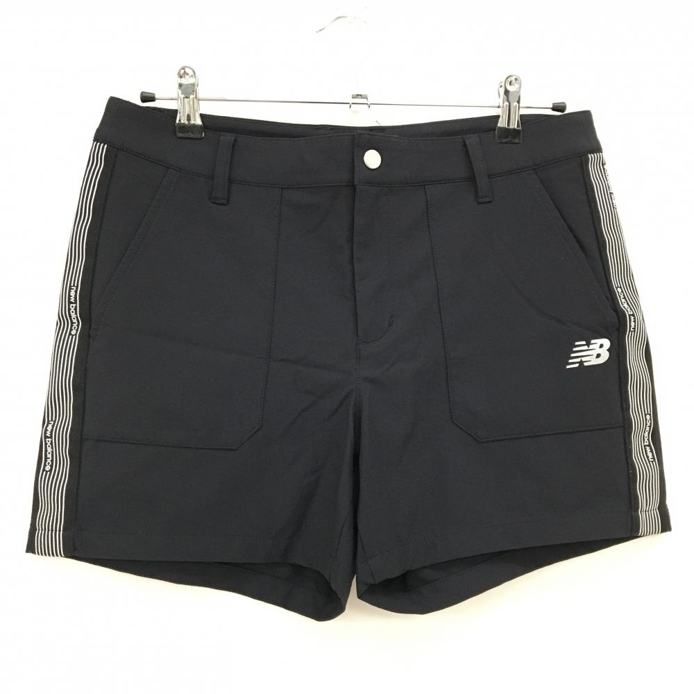 【超美品】ニューバランスゴルフ ショートパンツ 黒×白 サイドストライプ  レディース 3(XL) ゴルフウェア 2025年モデル New Balance