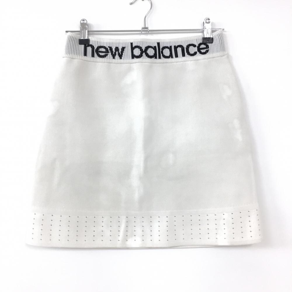 訳あり＊New Balance ニューバランス ニットスカート 白×黒 ウエストロゴ  レディース 1(M) ゴルフウェア