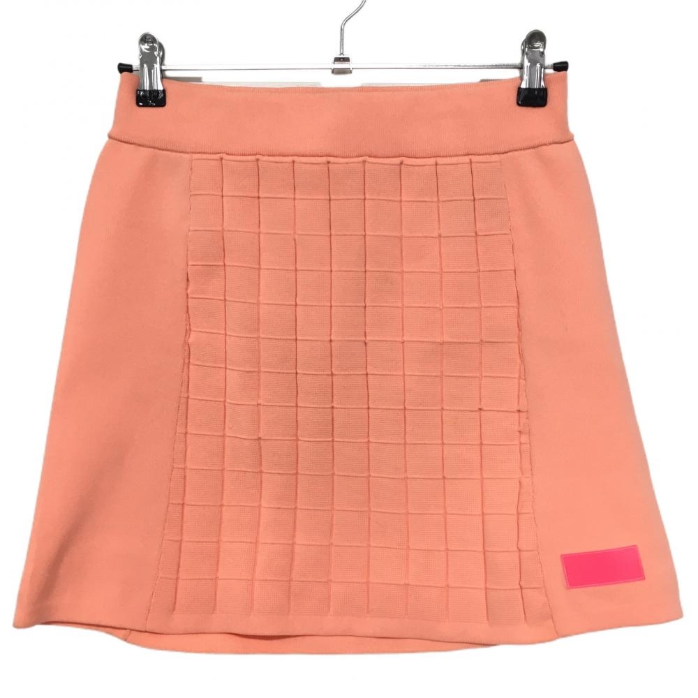 【美品】ニューバランスゴルフ ニットスカート サーモンオレンジ ウエストゴム＆調節紐付  レディース 1(M) ゴルフウェア New Balance