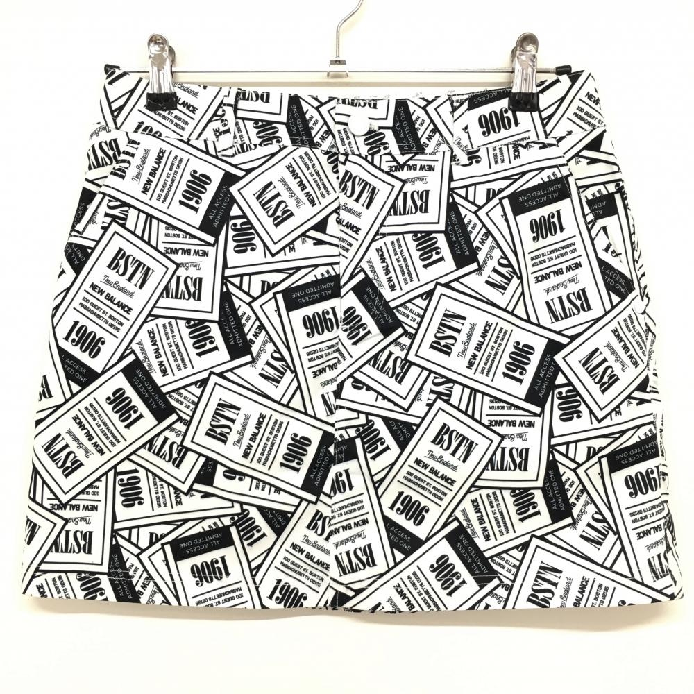 【美品】ニューバランスゴルフ スカート 白×ダークネイビー 総柄 バックロゴ  レディース 1(M) ゴルフウェア New Balance