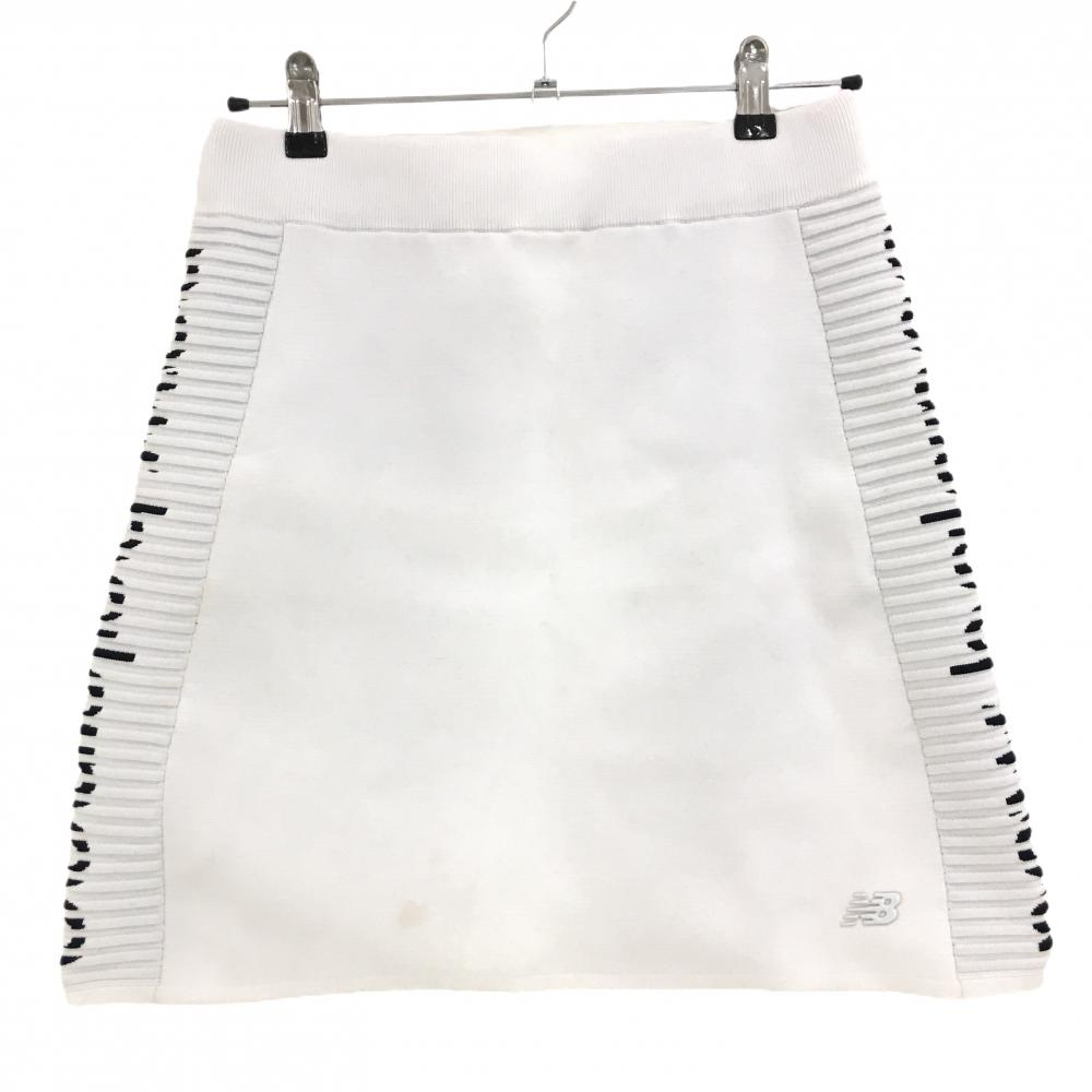 ニューバランスゴルフ ニットスカート 白×黒 サイドロゴ レディース 2(L) ゴルフウェア New Balance