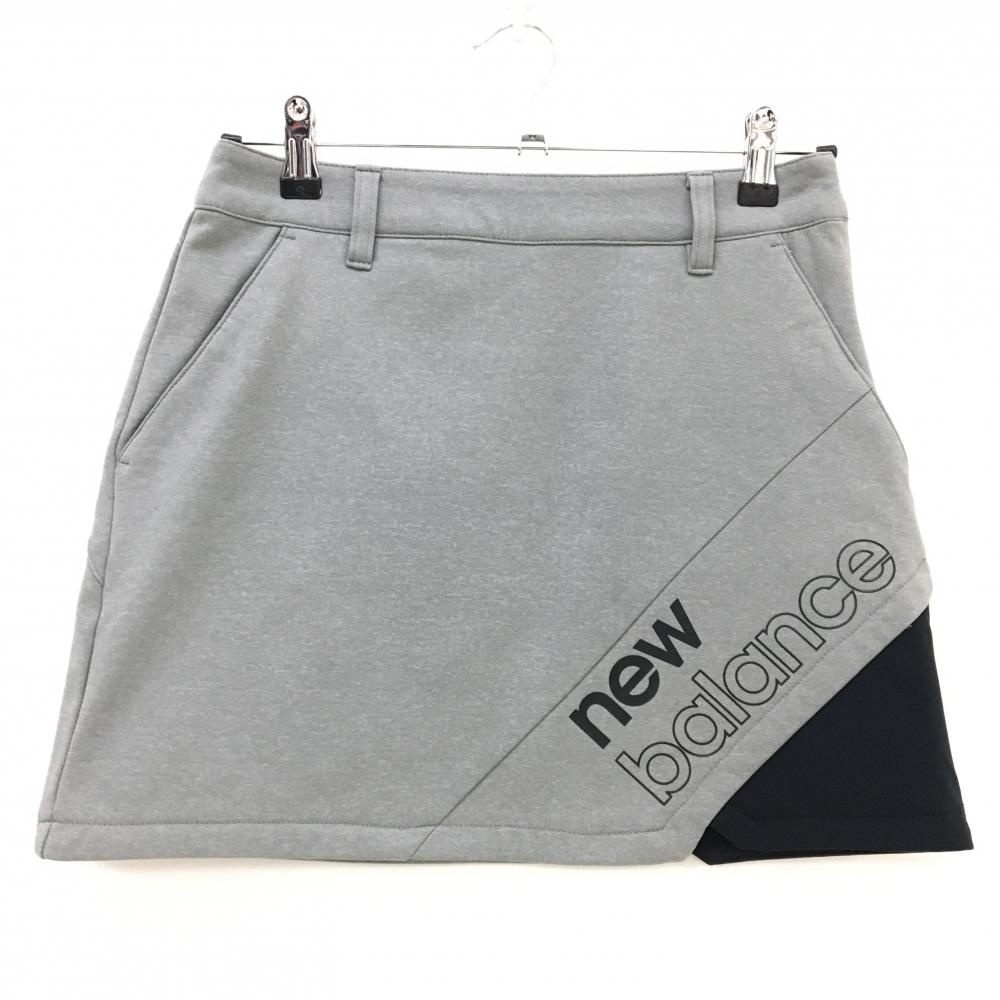 【超美品】ニューバランスゴルフ スカート グレー×黒 裏起毛 ストレッチ レディース 0(S) ゴルフウェア New Balance