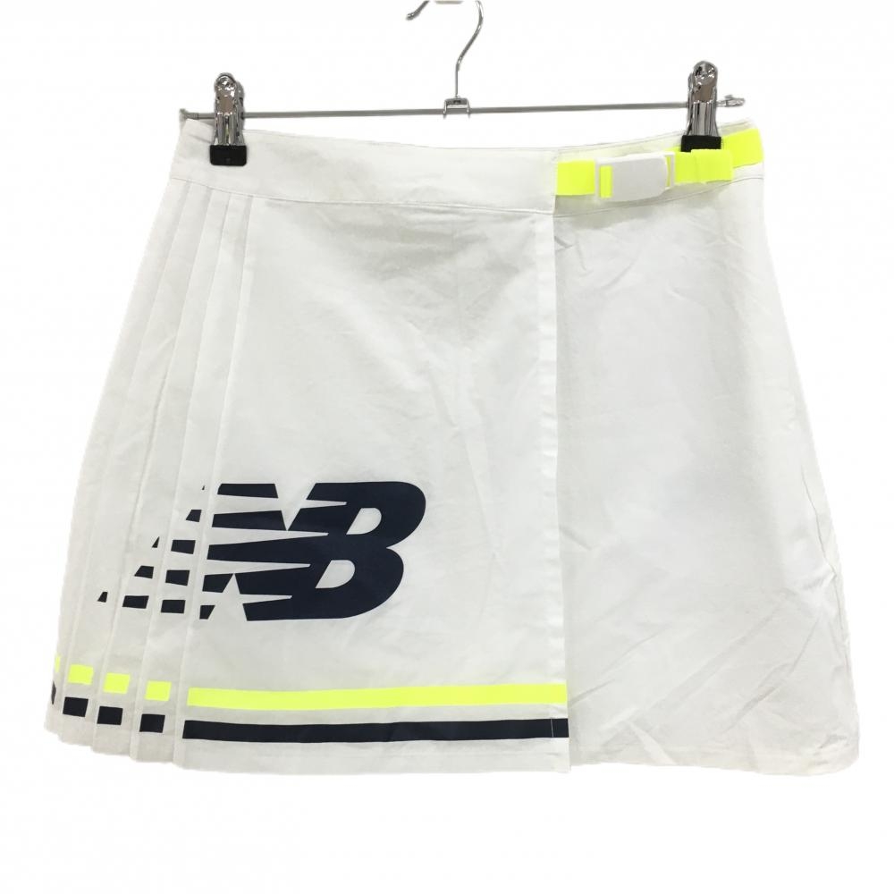 ニューバランスゴルフ スカート 白×蛍光イエロー×ネイビー 裾ライン レディース 1(M) ゴルフウェア New Balance