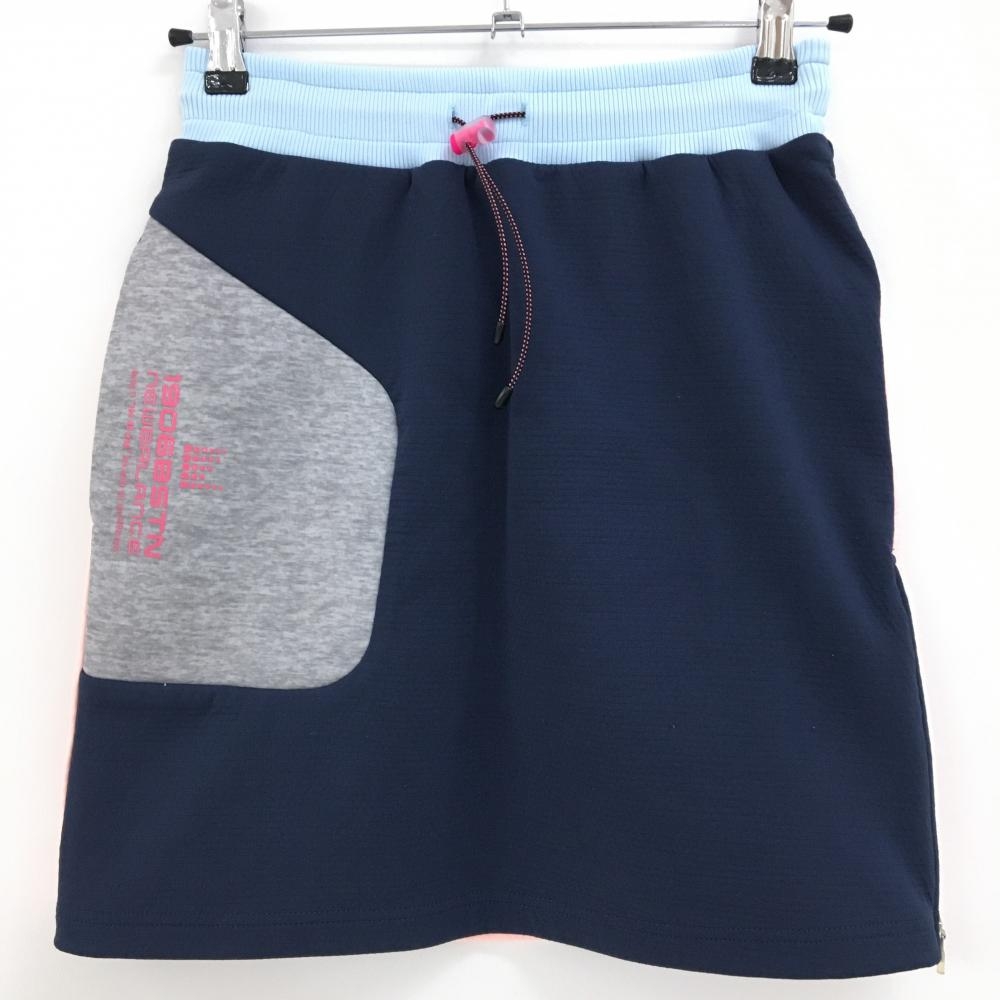 ニューバランスゴルフ スカート ネイビー×ライトピンク バックラメロゴ ウエストゴム レディース 0(S) ゴルフウェア New Balance