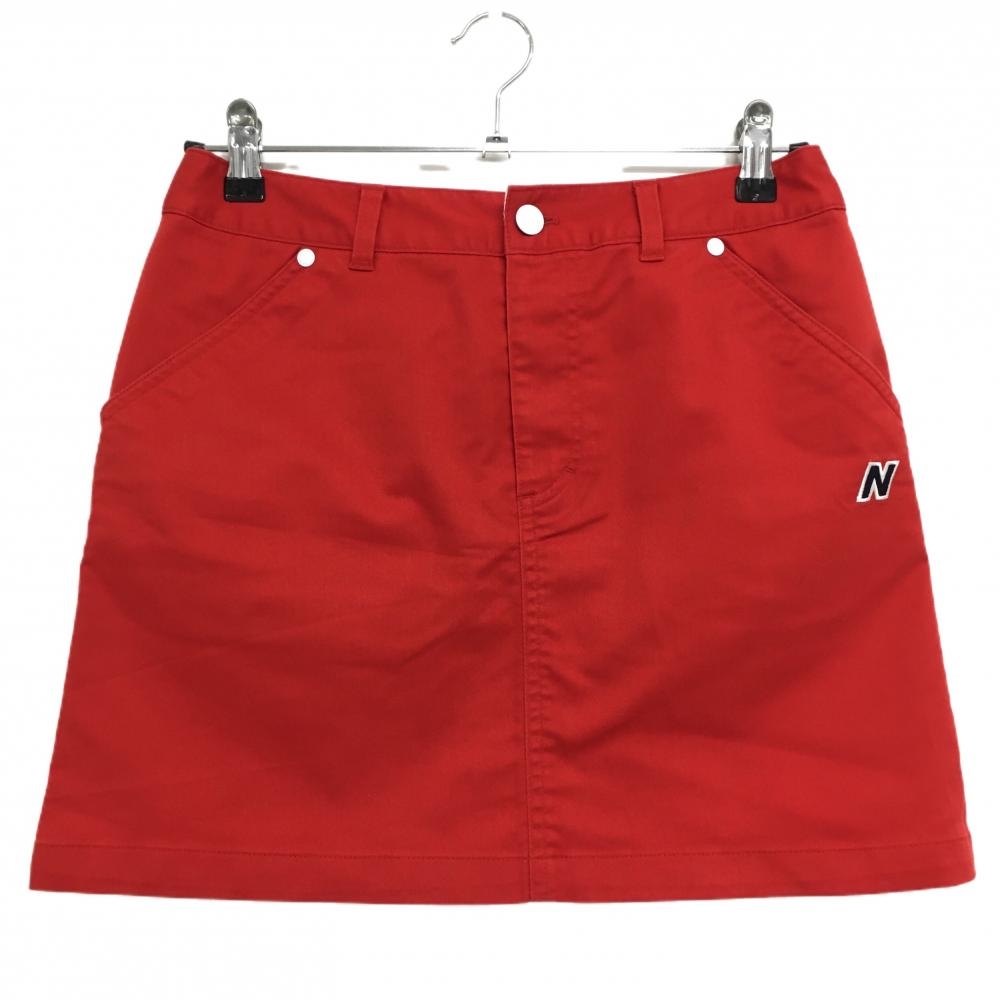 【超美品】ニューバランスゴルフ スカート レッド ストレッチ  レディース 1(M) ゴルフウェア New Balance
