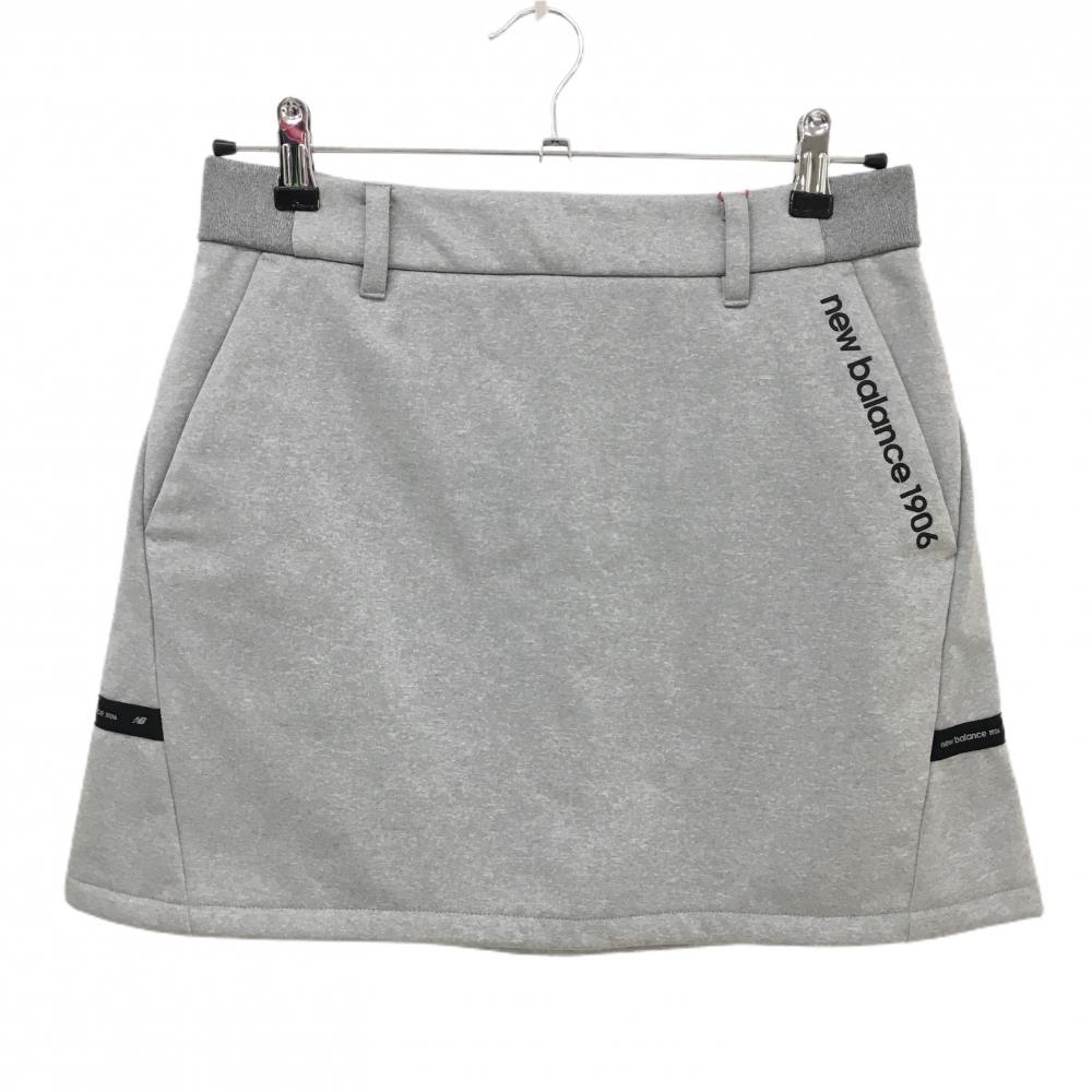 【新品】ニューバランスゴルフ スカート グレー×黒 後裾ロゴライン 裏起毛 耐風 レディース 1(M) ゴルフウェア New Balance