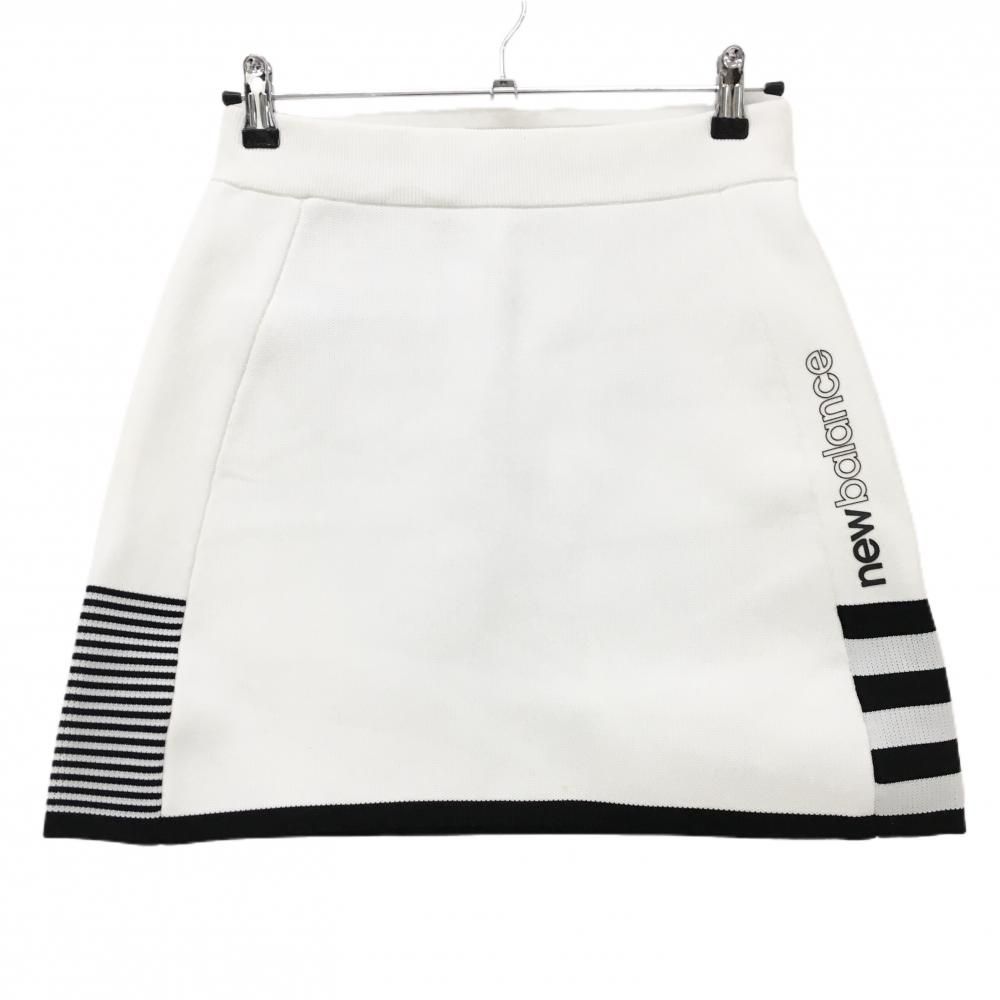 ニューバランスゴルフ ニットスカート 白×黒 サイド裾ボーダー レディース 1(M) ゴルフウェア New Balance