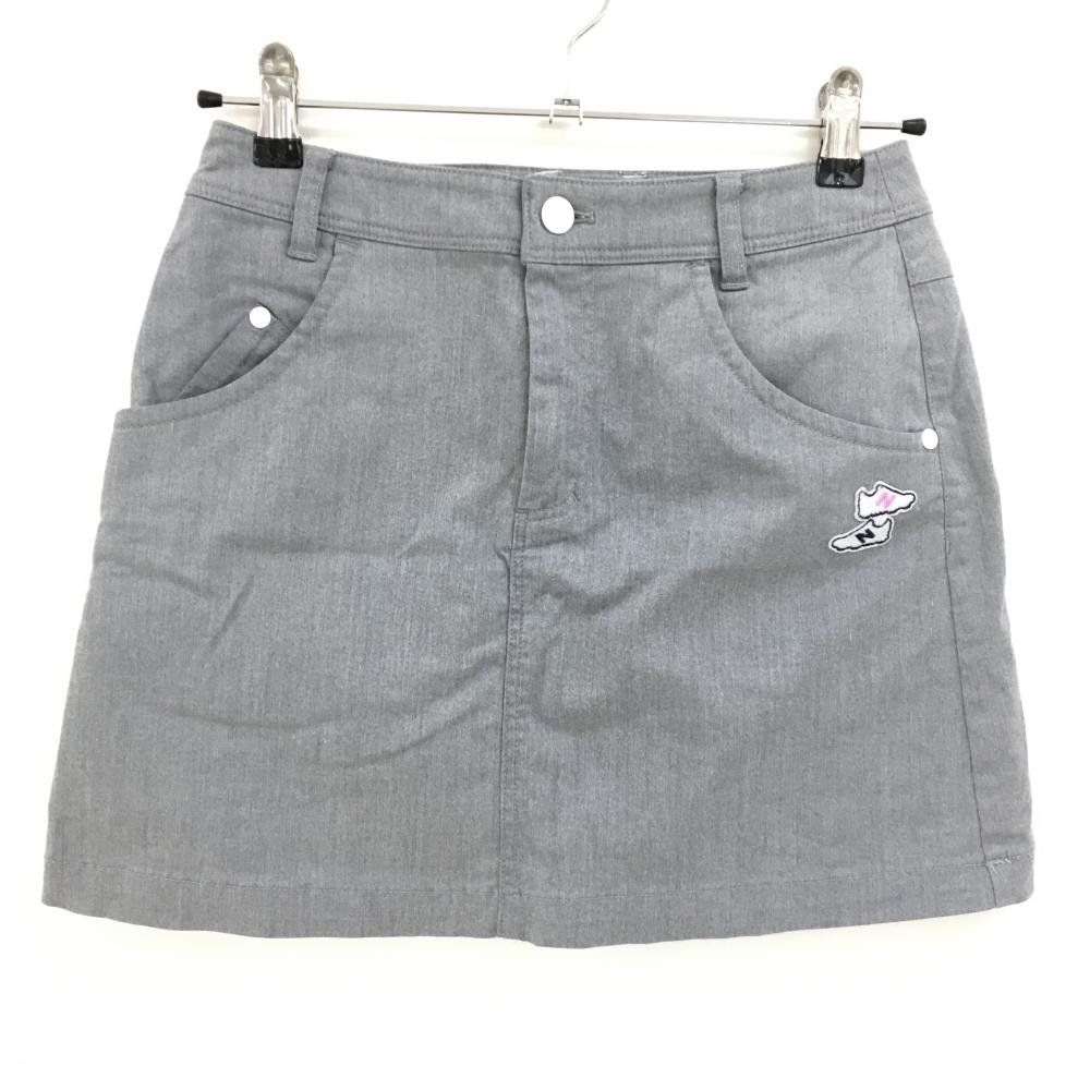 【美品】ニューバランスゴルフ スカート グレー ポケットロゴ刺しゅう レディース 00(XS) ゴルフウェア New Balance