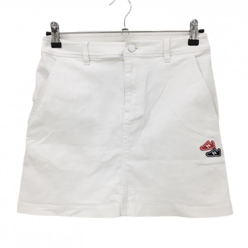 【美品】ニューバランスゴルフ スカート 白×レッド×ネイビー ロゴスニーカー ストレッチ  レディース 0(S) ゴルフウェア New Balance