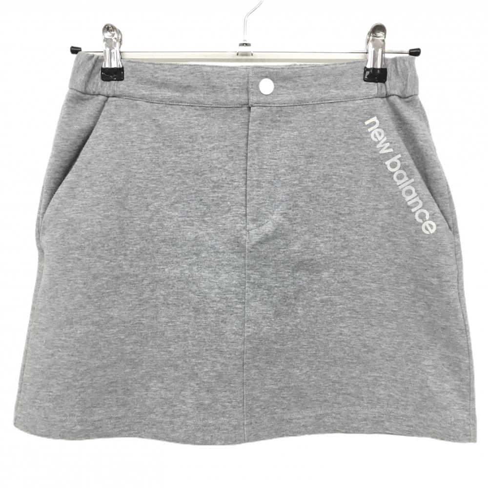 【超美品】ニューバランスゴルフ スカート 杢ライトグレー ロゴプリント レディース 00(XS) ゴルフウェア New Balance