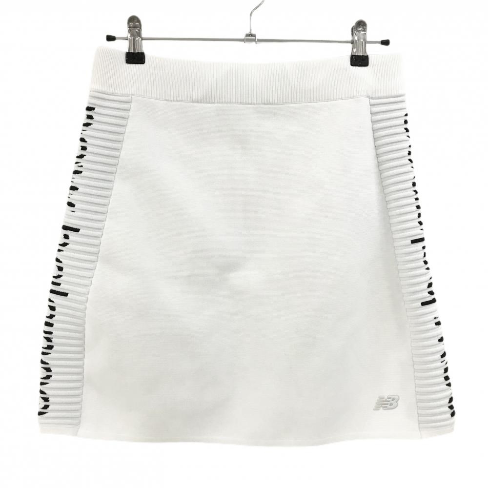 ニューバランスゴルフ ニットスカート 白×黒 サイドロゴ ウエストゴム・調節紐 レディース 2(L) ゴルフウェア New Balance