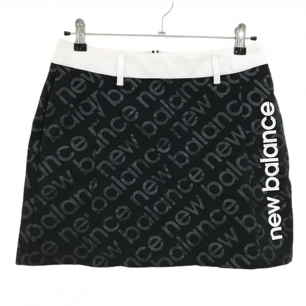 【超美品】ニューバランスゴルフ スカート 黒×白 ロゴ総柄  レディース 2(L) ゴルフウェア 2023年モデル New Balance