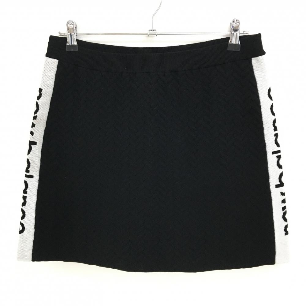 ニューバランスゴルフ ニットスカート 黒×白 ヘリンボーン編み サイドライン ウエストゴム レディース 2(L) ゴルフウェア New Balance