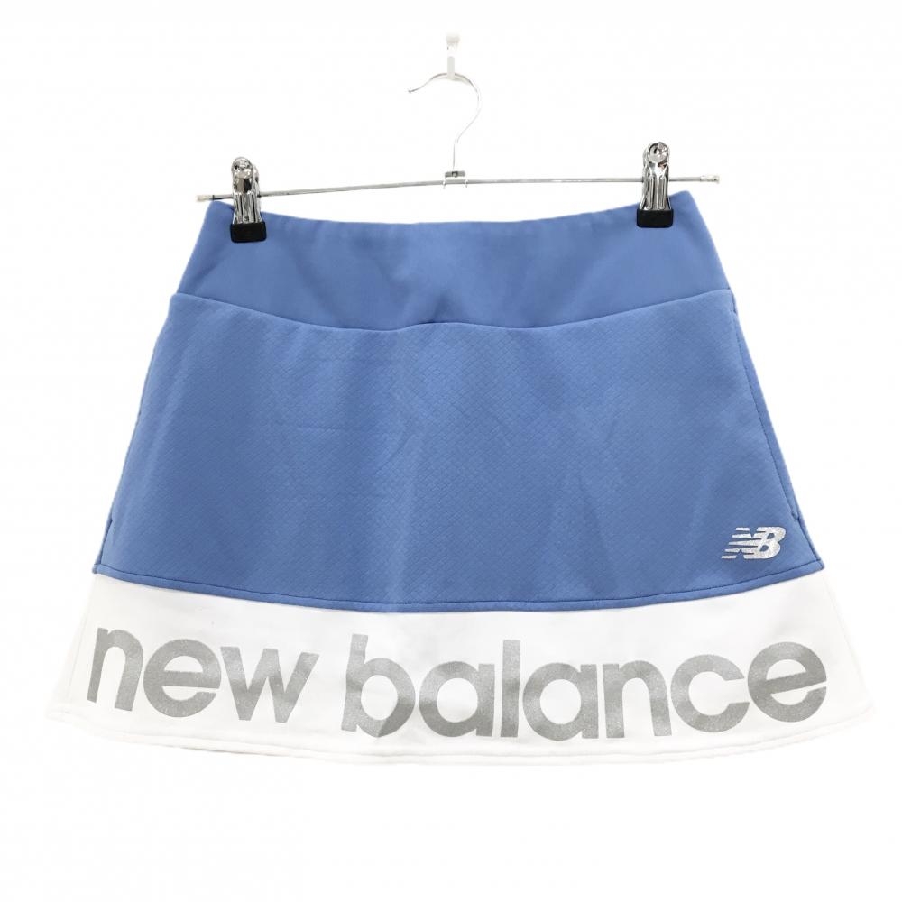 【美品】ニューバランス スカート ブルー系×白 ラメ入りロゴ 内側インナーパンツ レディース 0(S) ゴルフウェア 2024年モデル New Balance