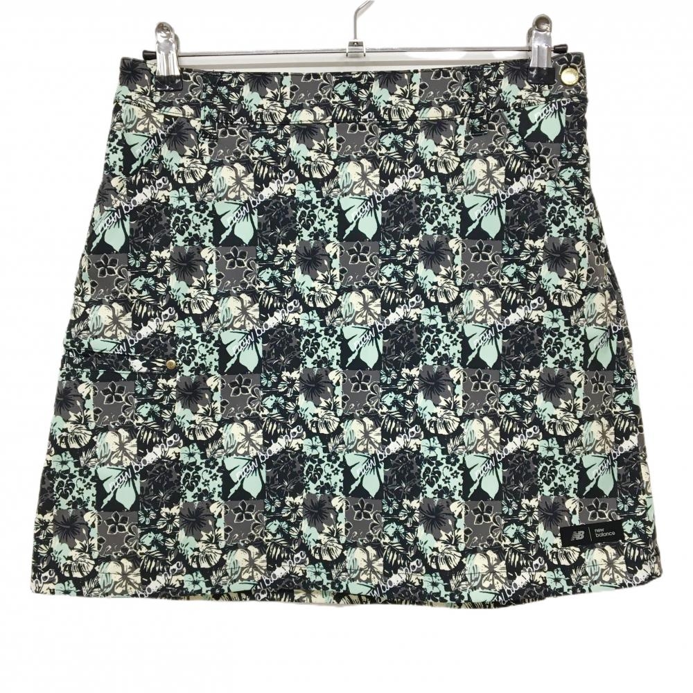 【超美品】ニューバランスゴルフ スカート 黒×ライトグリーン×白 レディース 2(L) ゴルフウェア 2023年モデル New Balance