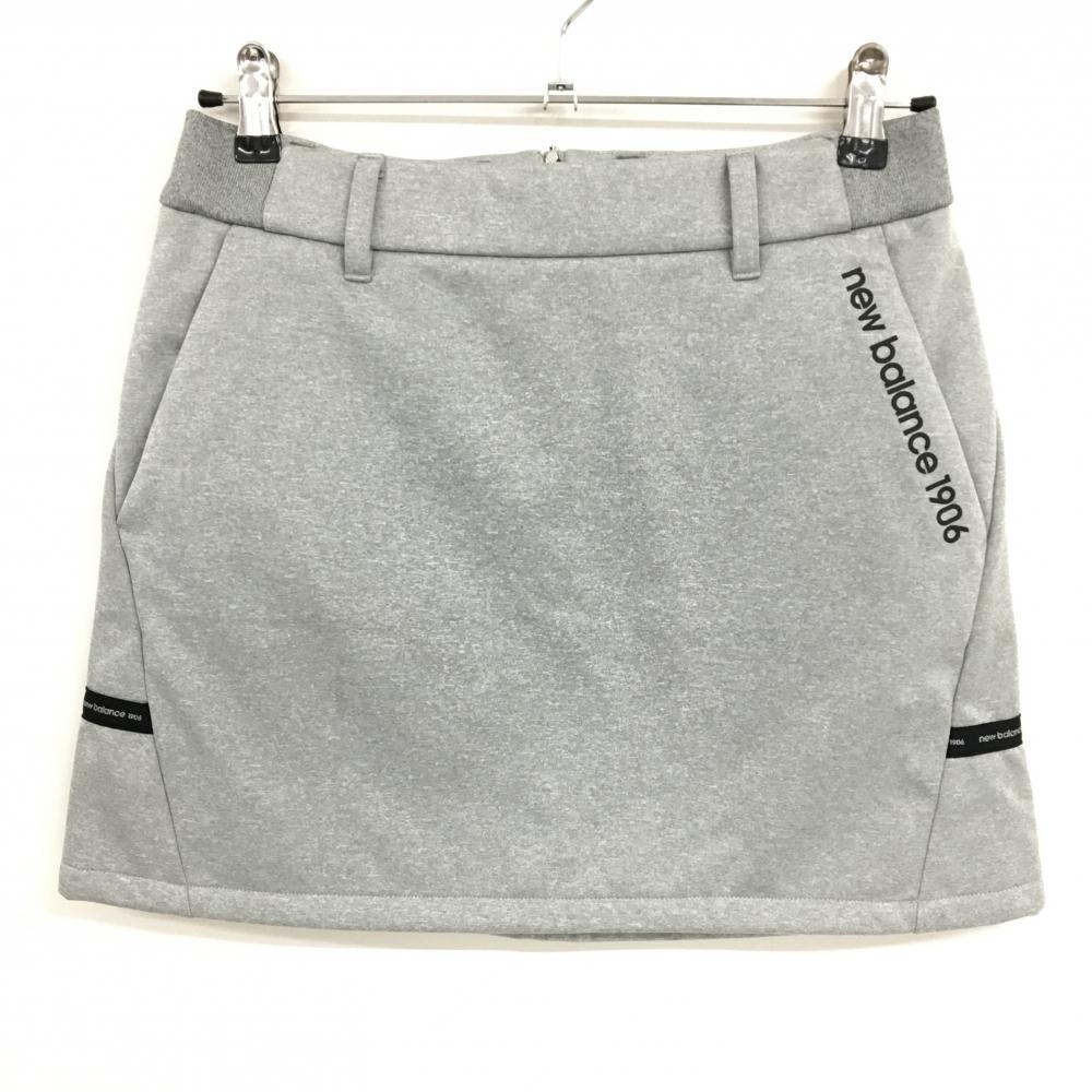 【超美品】ニューバランスゴルフ スカート 杢グレー×黒 裏起毛 一部ロゴライン ストレッチ レディース 1(M) ゴルフウェア New Balance