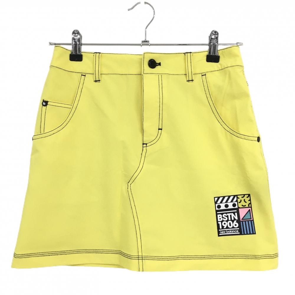 【美品】ニューバランスゴルフ スカート イエロー×黒 裾ロゴ ストレッチ  レディース 00(XS) ゴルフウェア New Balance