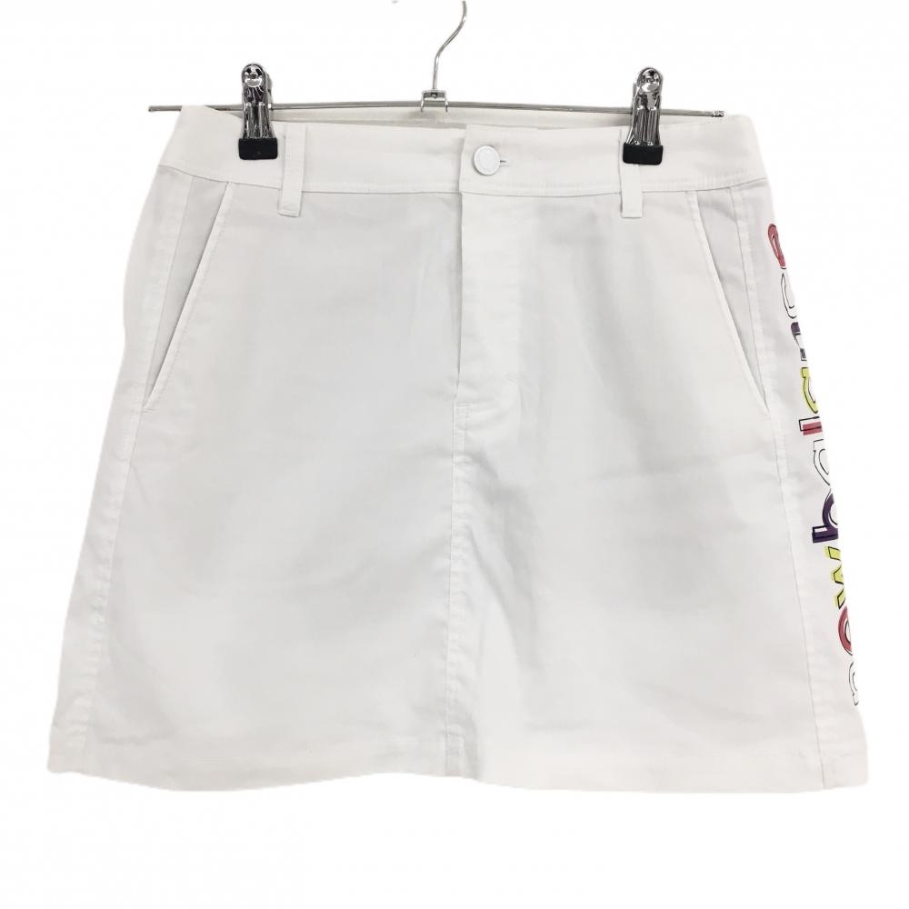 【美品】ニューバランスゴルフ スカート 白 サイドロゴ ストレッチ レディース 1(M) ゴルフウェア New Balance